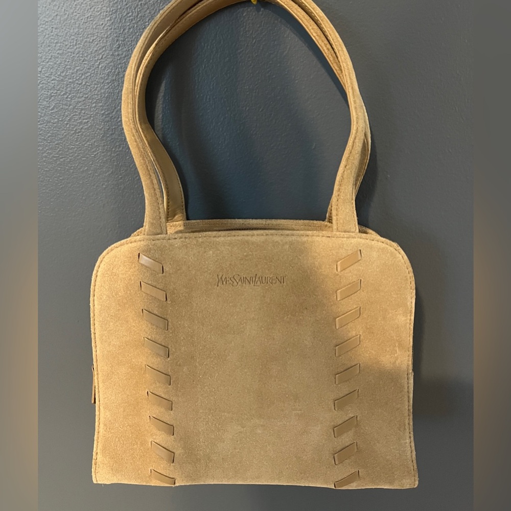 YSL Yves Saint Laurent Authentic Rare Suede Shoulder Bag Tan Unique